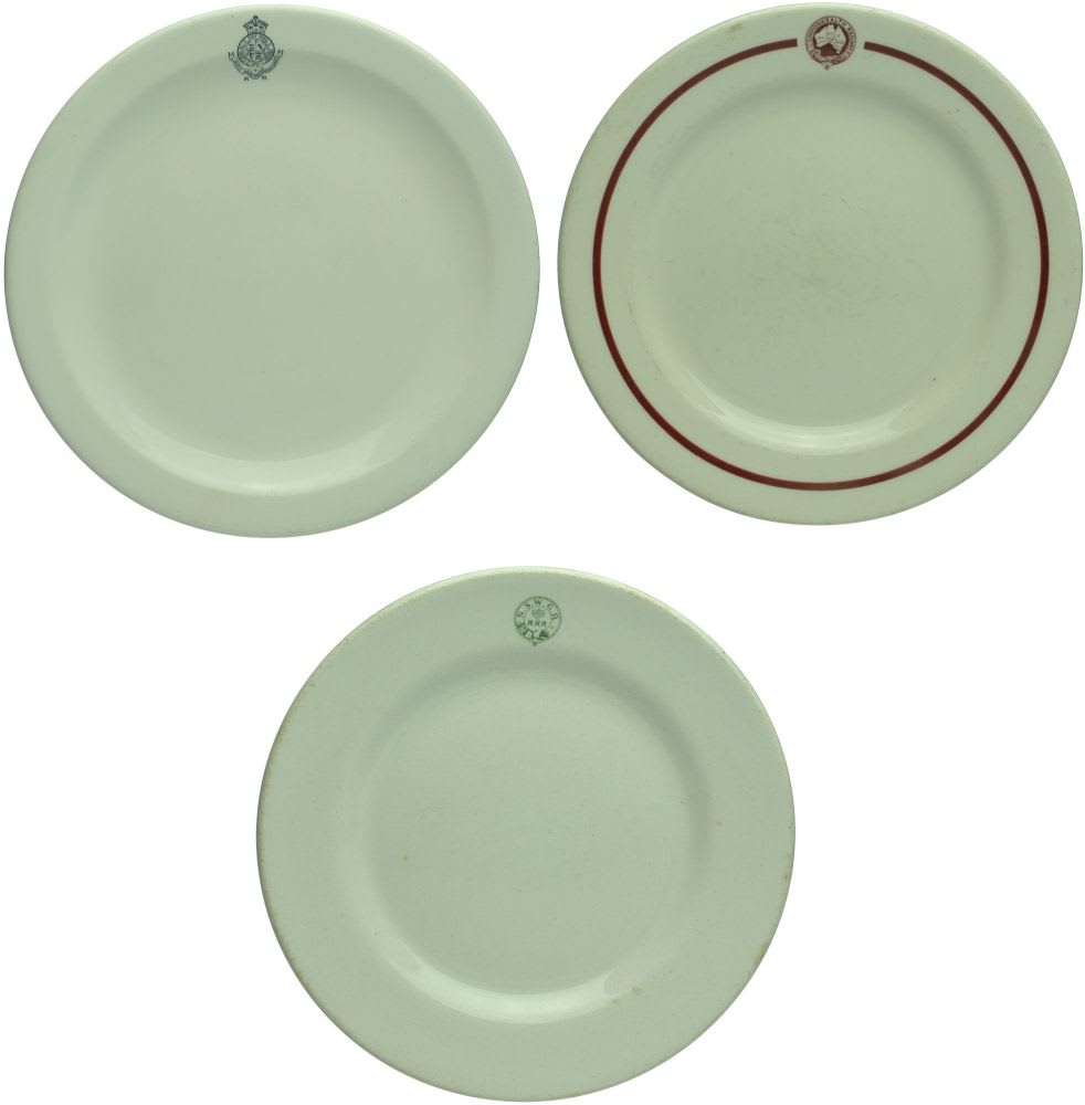 Three Australian Railways Hotelware type plates