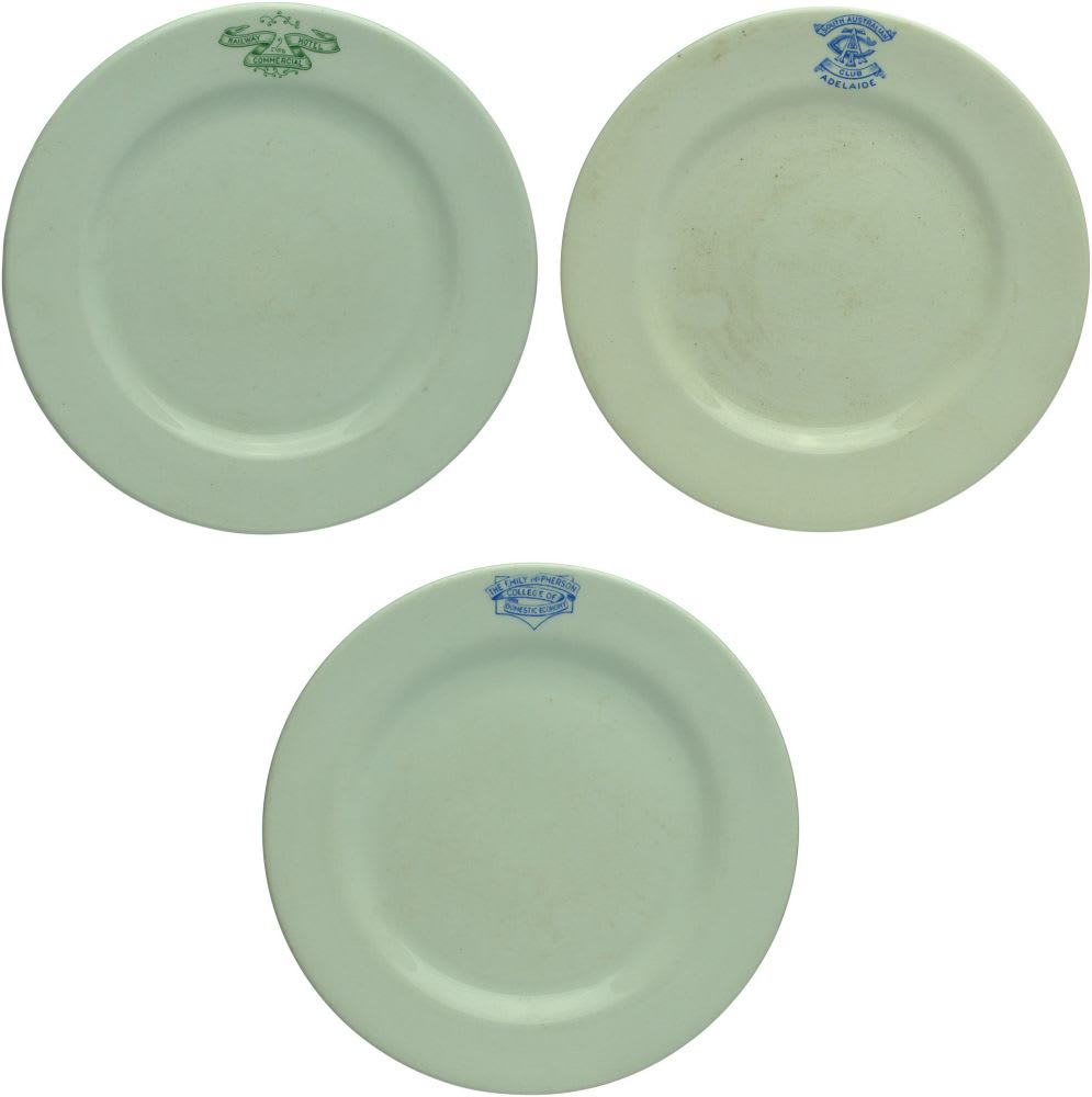 Three Hotelware plates. Victoria & South Australia.