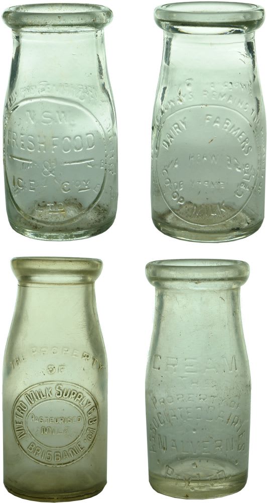 Four small cream bottles NSW, Queensland and Victoria.