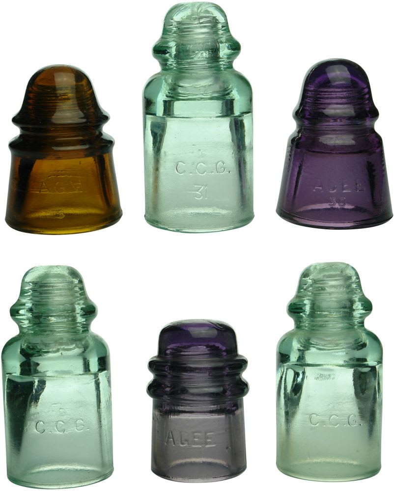 Six glass insulators