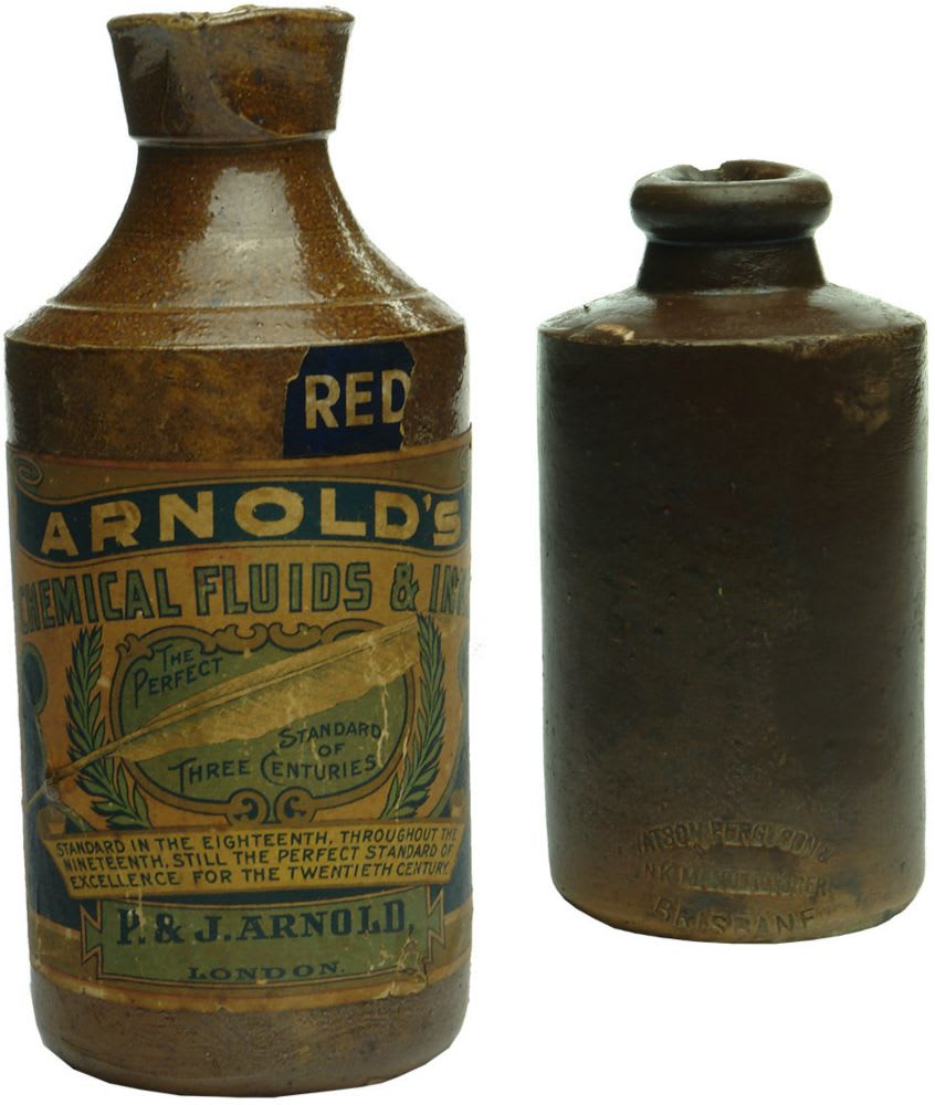 Pair of Stoneware Inks. Arnold, London & Watson, Ferguson & Co., Brisbane.