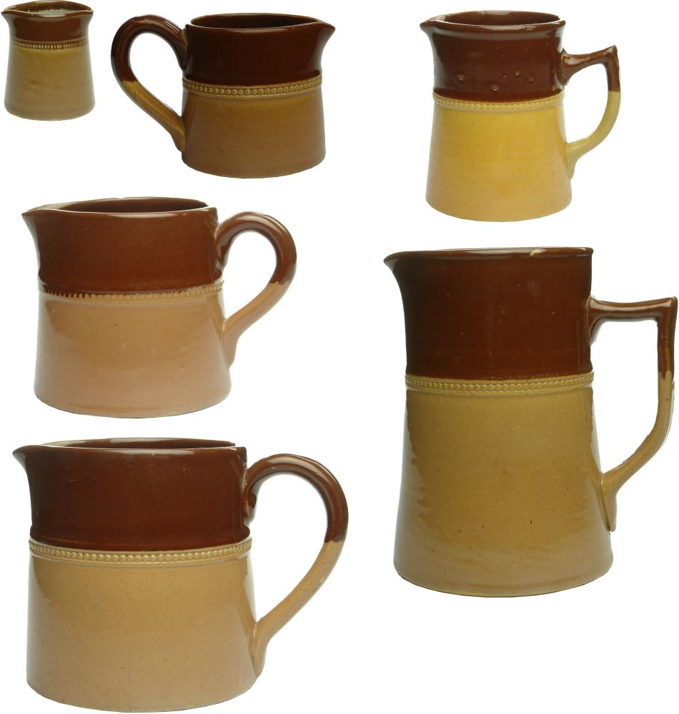 Six Bendigo Pottery Albany ware pottery pieces