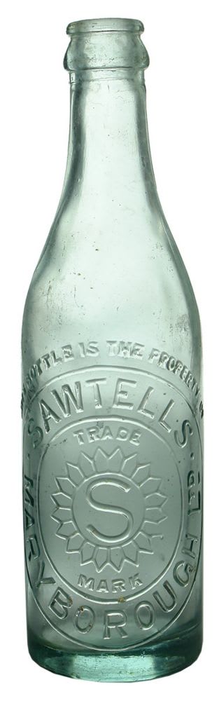 Crown Seal. Sawtells, Maryborough. Aqua. 10 oz.