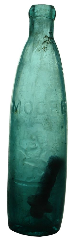 Stick Bottle. Moore, Newcastle & Maitland. 10 oz. Aqua.