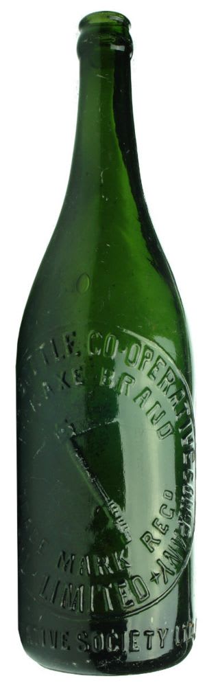 Crown Seal Beer. Green. 26 oz. Pickaxe. Adelaide Bottle Co.