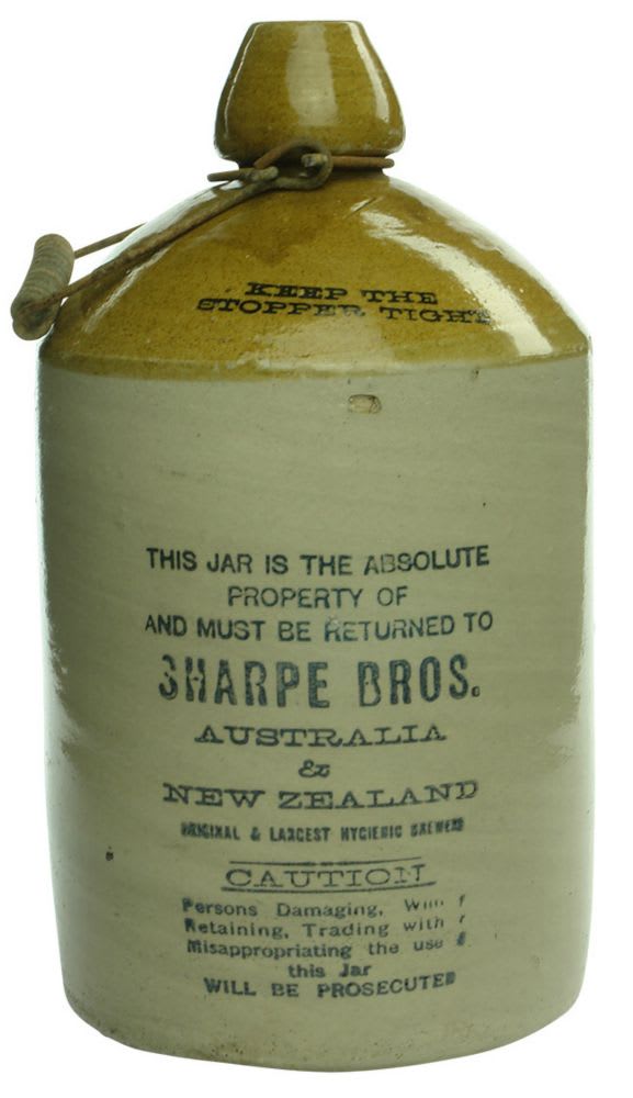 Demijohn. Tan Top. 1 Gallon. Sharpe Bros.