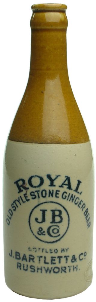 J. Bartlett & Co, Rushworth crown seal ginger beer, tan top.