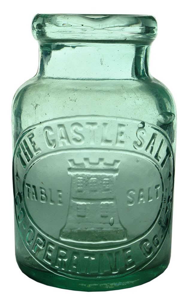 Household. Jar. Salt. Aqua. Castle Salt Co-operative.