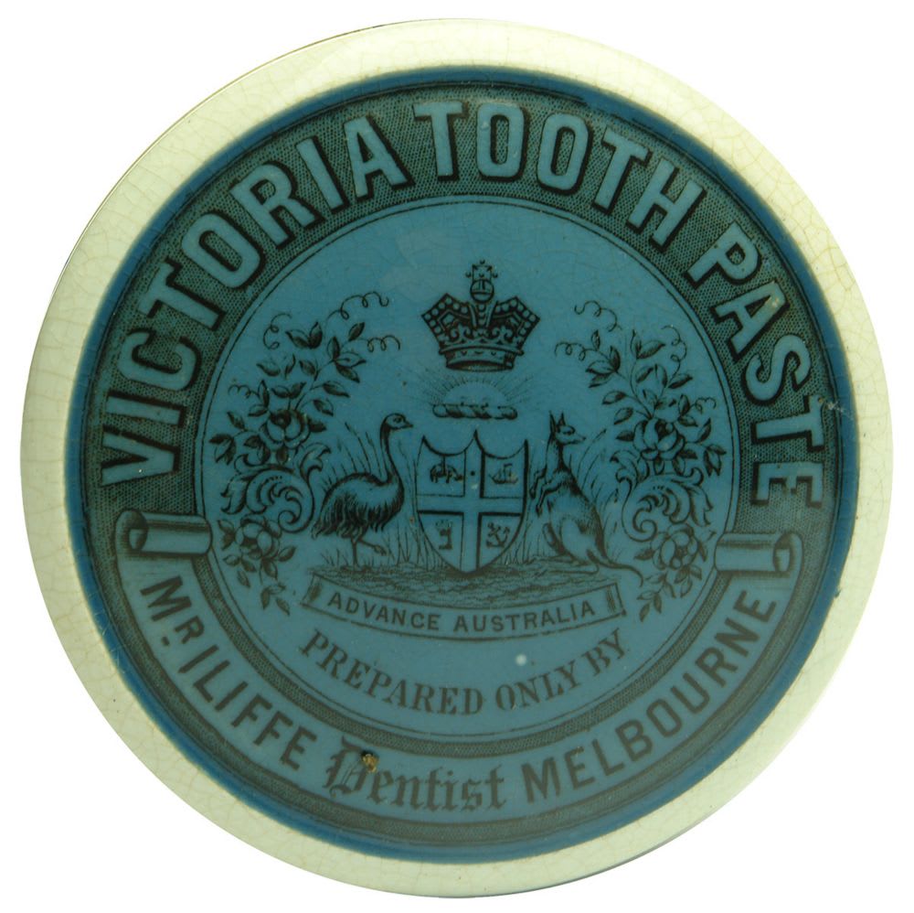 Pot Lid. Victoria Tooth Paste. Mr Iliffe. Melbourne