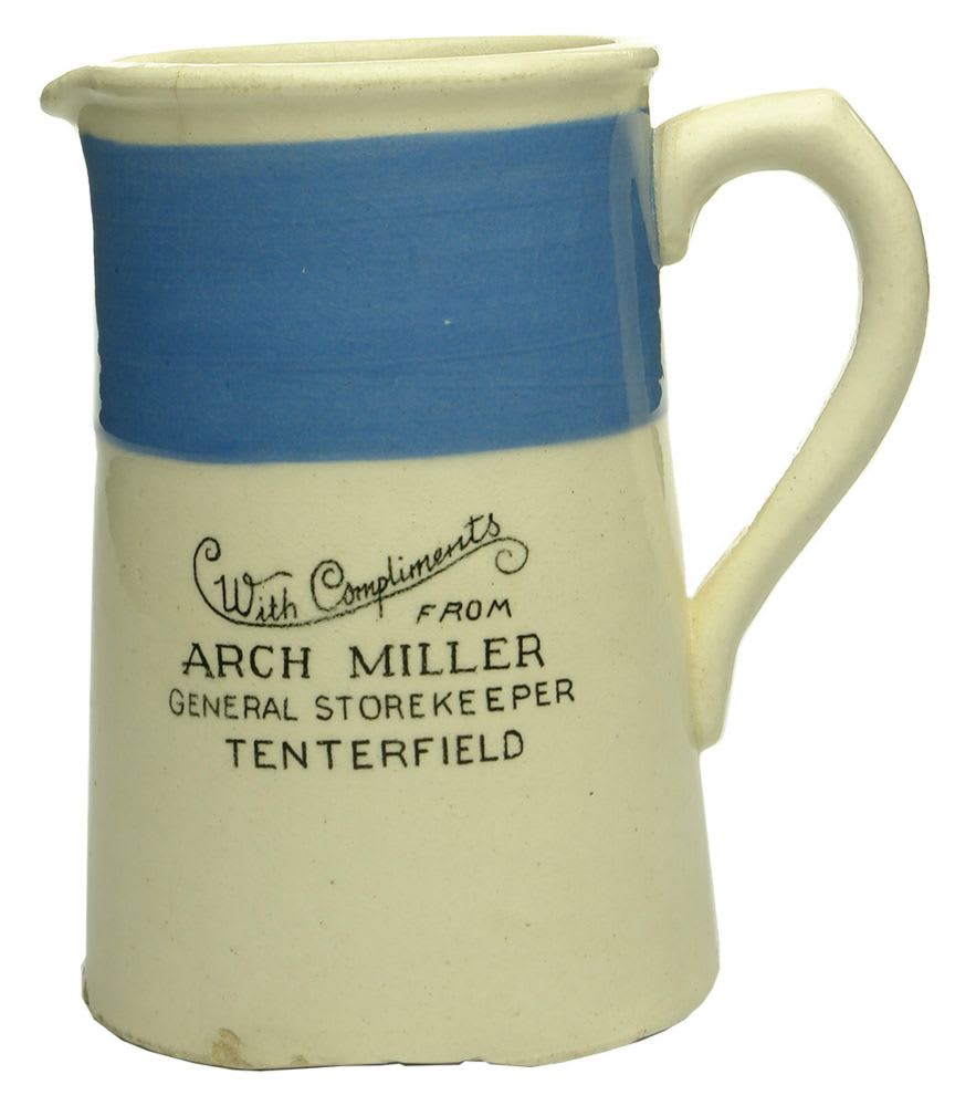 Water or Milk Jug. With Compliments of Arch Miller, Tenterfield.