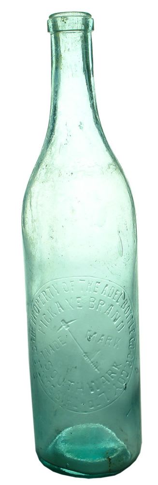 Brandy. Aqua. 26 oz. Pickaxe. Adelaide Bottle Co-op.