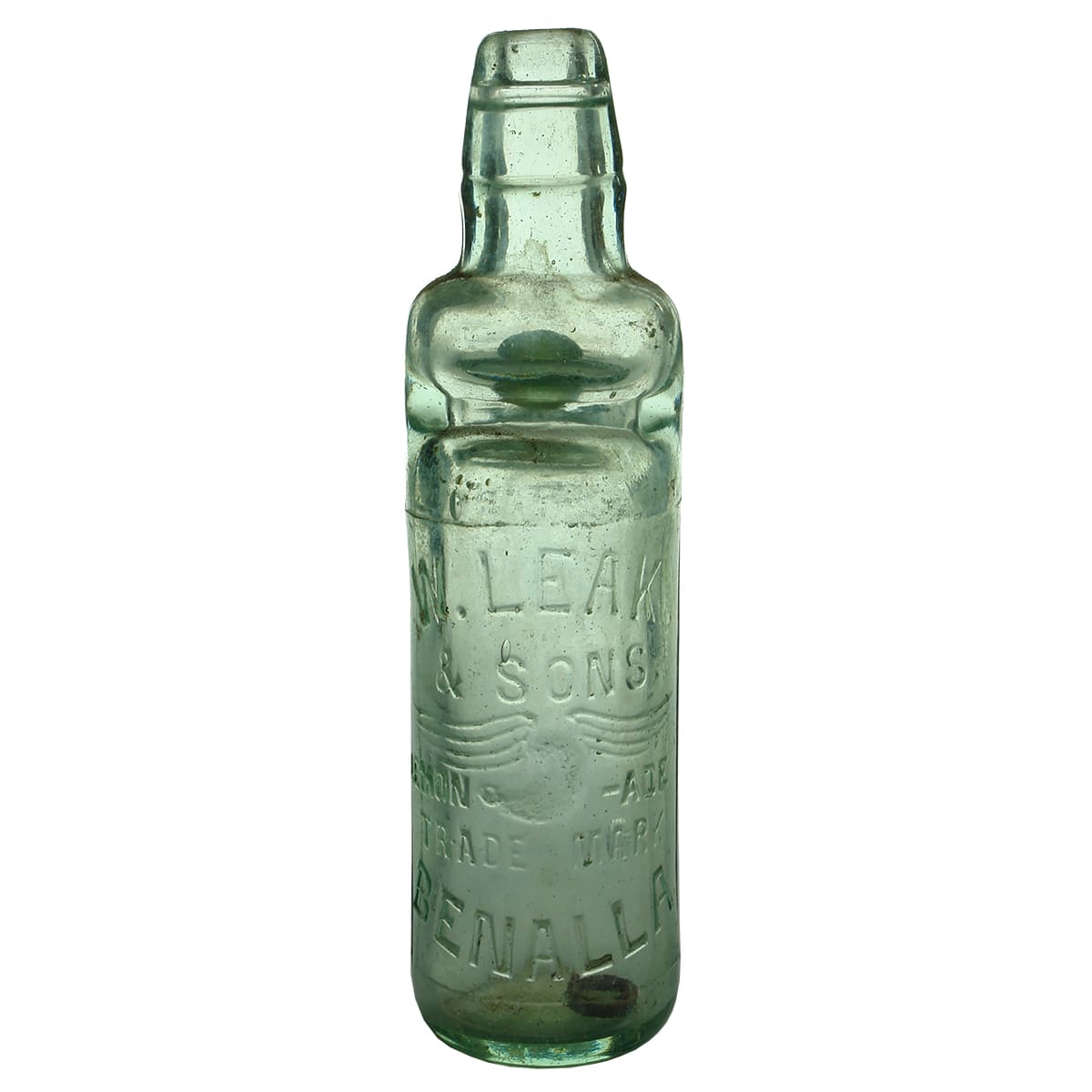 Codd. W. Leak & Sons, Benalla. All way pour. Aqua. 10 oz.