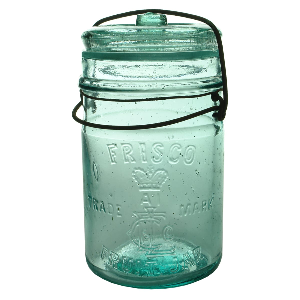 Fruit Jar. Frisco. Aqua. Quart.