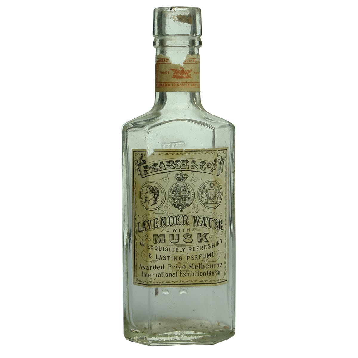 Perfume. Faulding, Pearce & Co's Lavendar Water with musk. Clear. 6 oz.