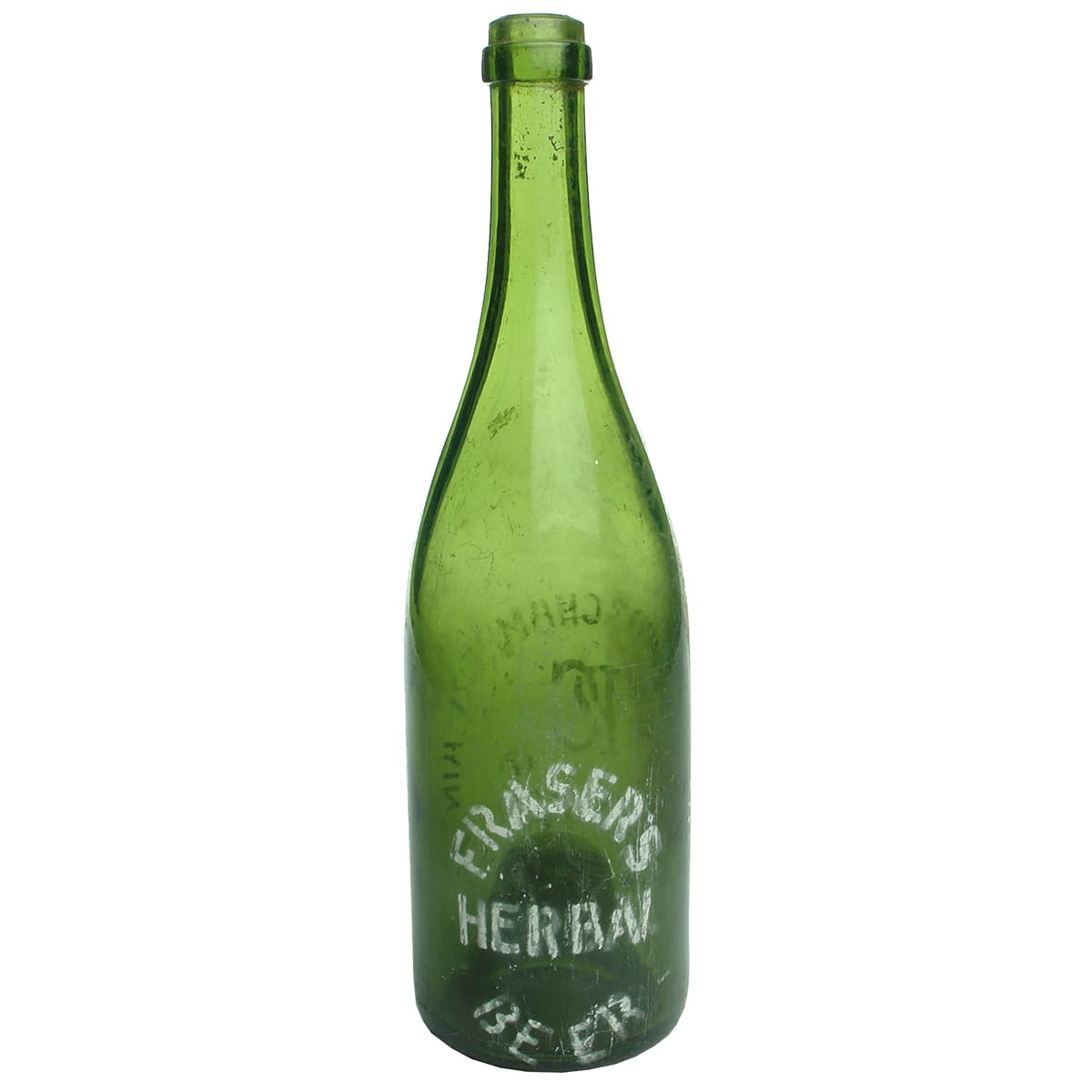 Beer. Fraser's Herbal Beer / Pritchard & Chamberlain, Bendigo. Sandblasted twice. Green.