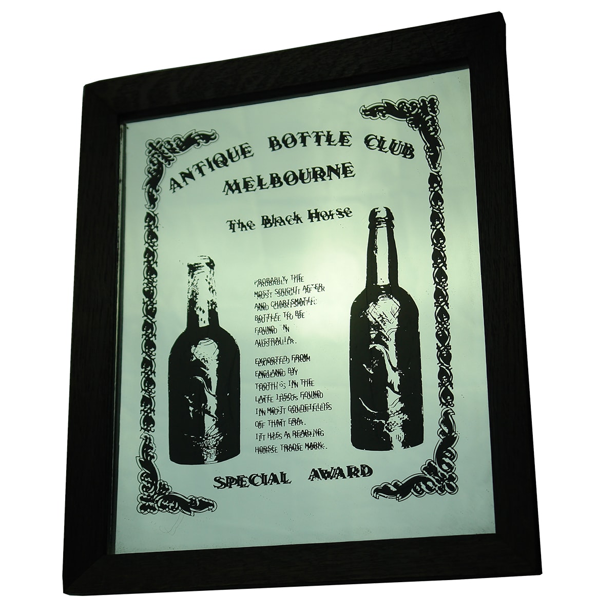 Bottle Show Prize. Antique Bottle Club of Melbourne.