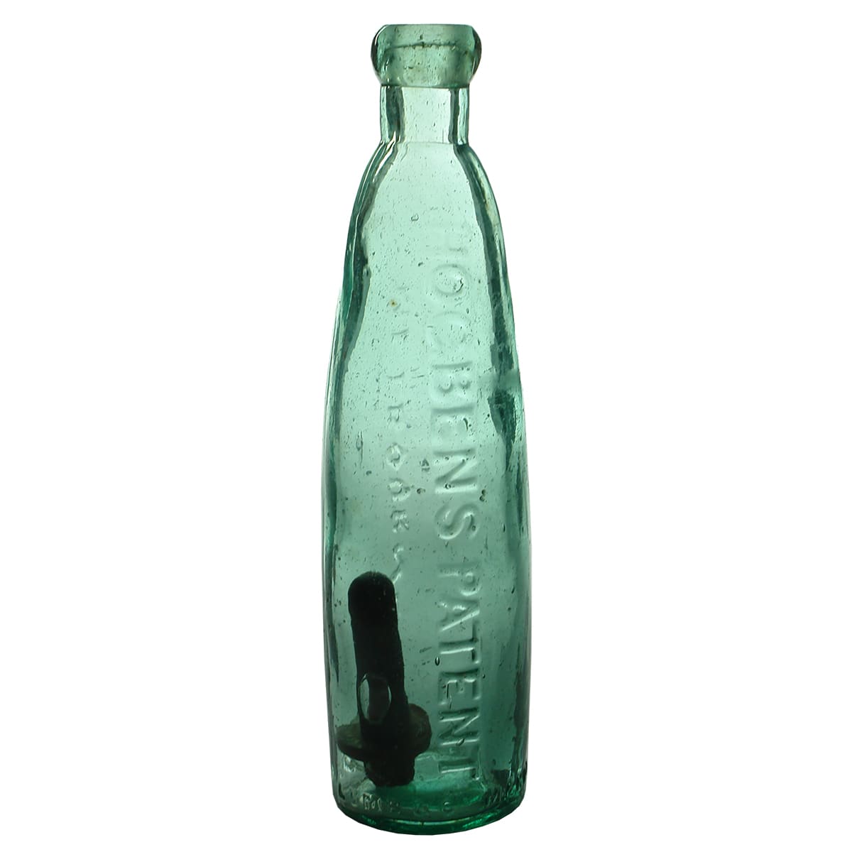 Stick Bottle. Hogben's Patent, Melbourne. Aqua. 10 oz.