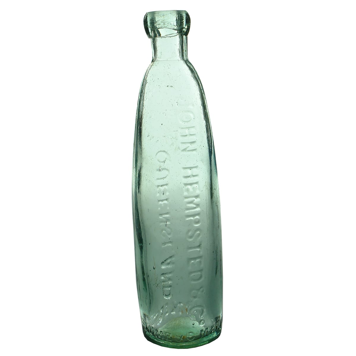 Stick Bottle. Hempsted, Queensland. With Adams & Barrett Patent embossing. Aqua. 10 oz.