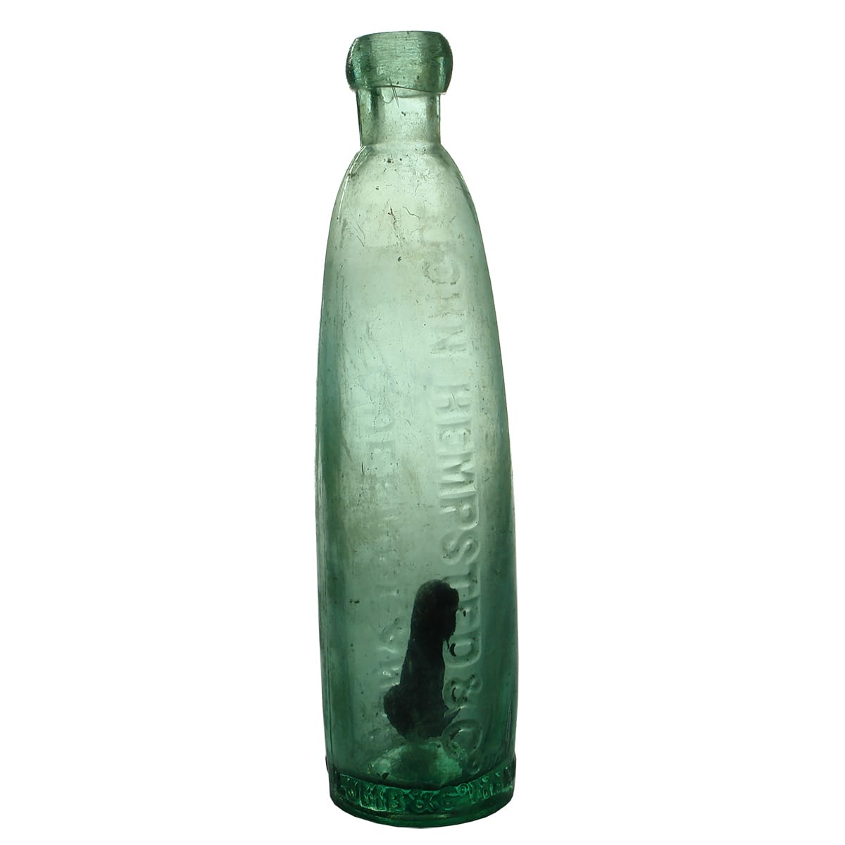 Stick Bottle. Hempsted, Queensland. Aqua. 10 oz.