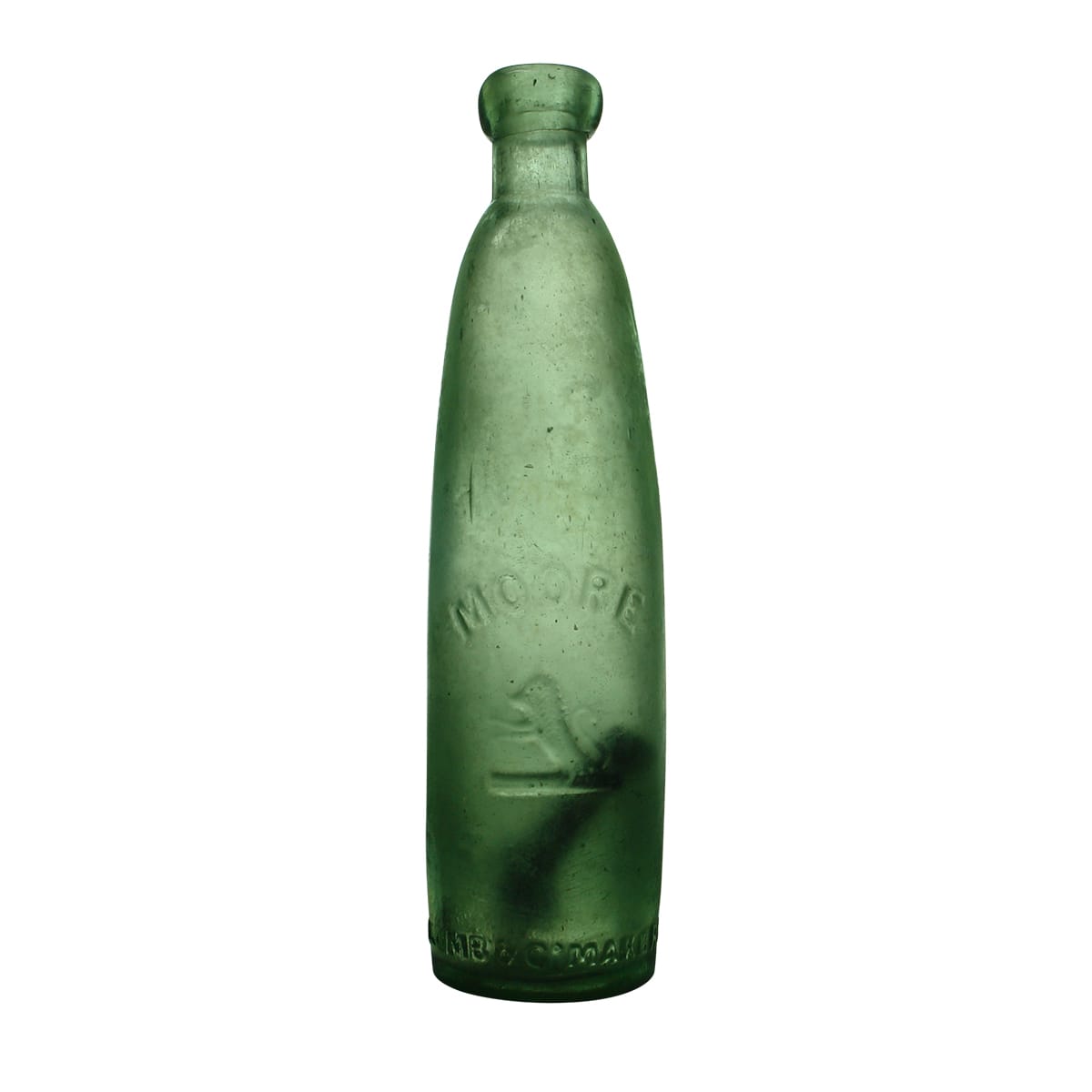 Stick Bottle. Moore, Newcastle & Wallsend. Aqua. 10 oz.