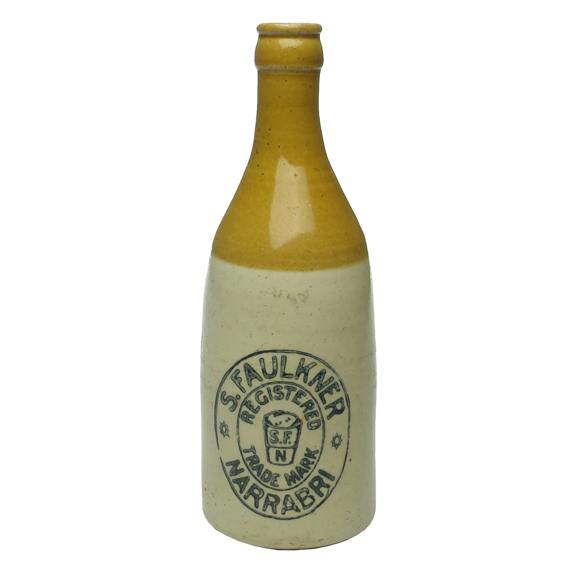 Ginger Beer. S. Faulkner, Narrabri. Crown Seal. Tan Top. Champagne. 10 oz.