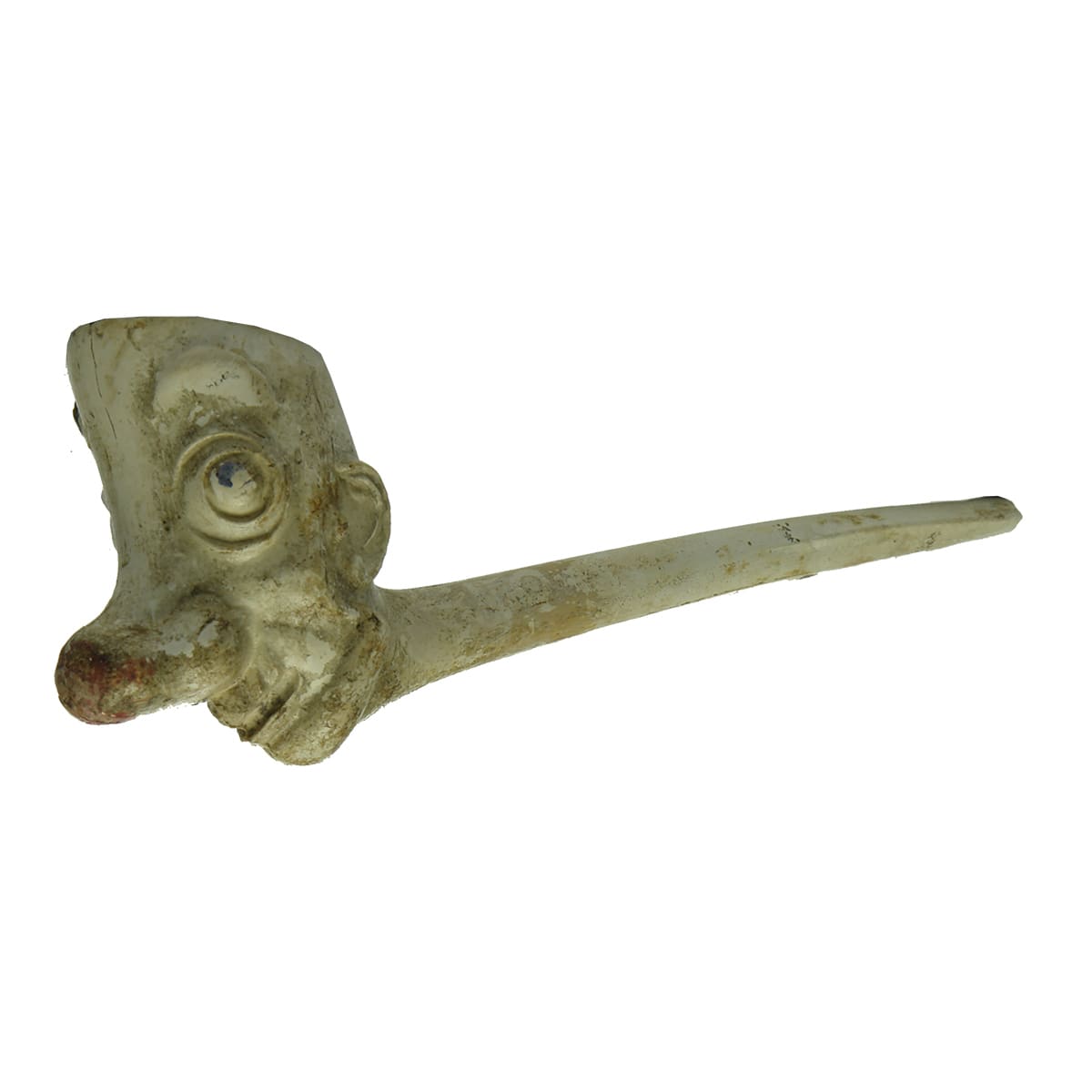 Tobacciana.  Clay pipe with large nosed man!