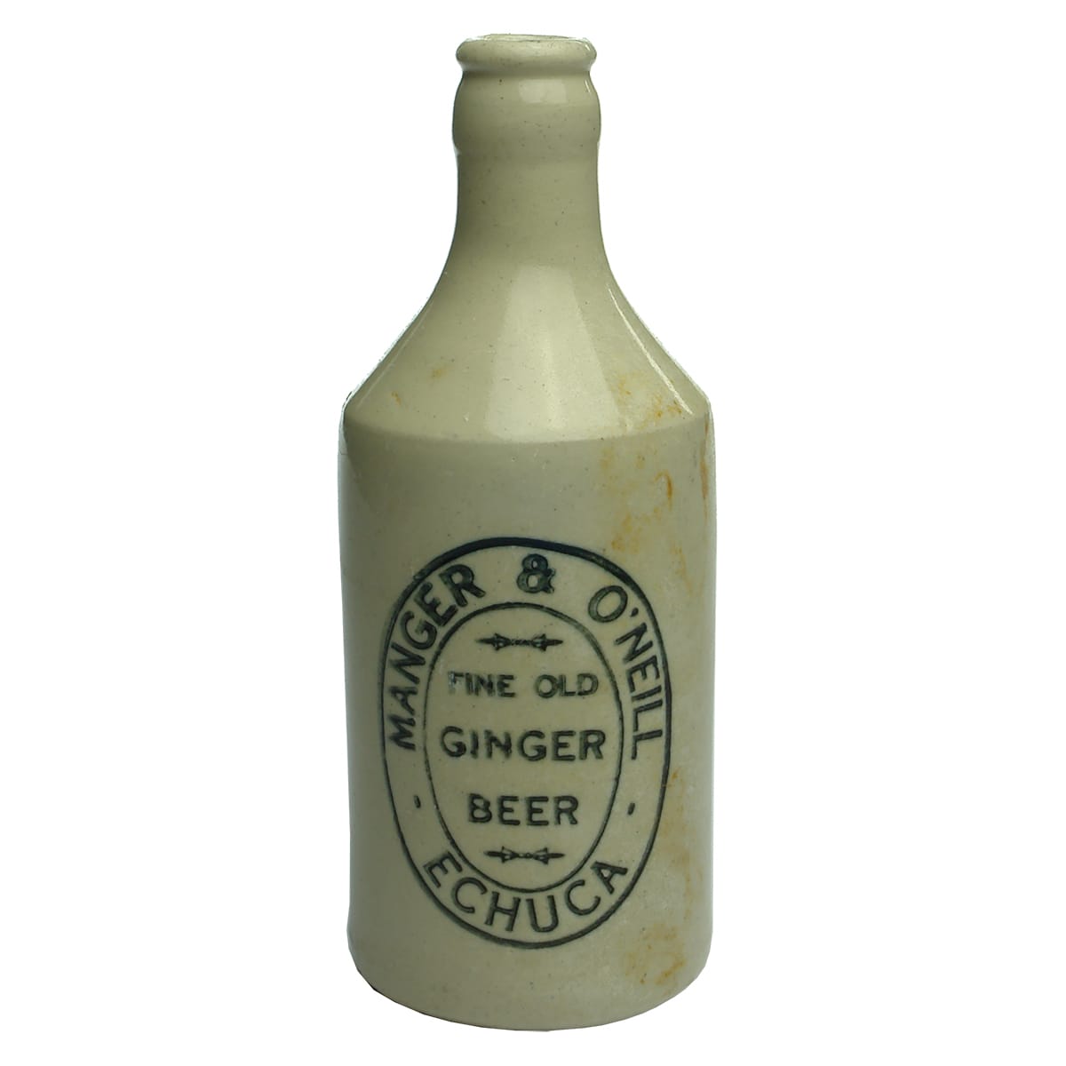 Ginger Beer. Manger & O'Neill, Echuca. Crown Seal. Dump. All White.