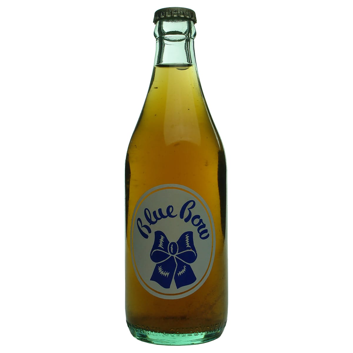 Ginger Beer. Blue Bow. Glass. Aqua. 13 oz.