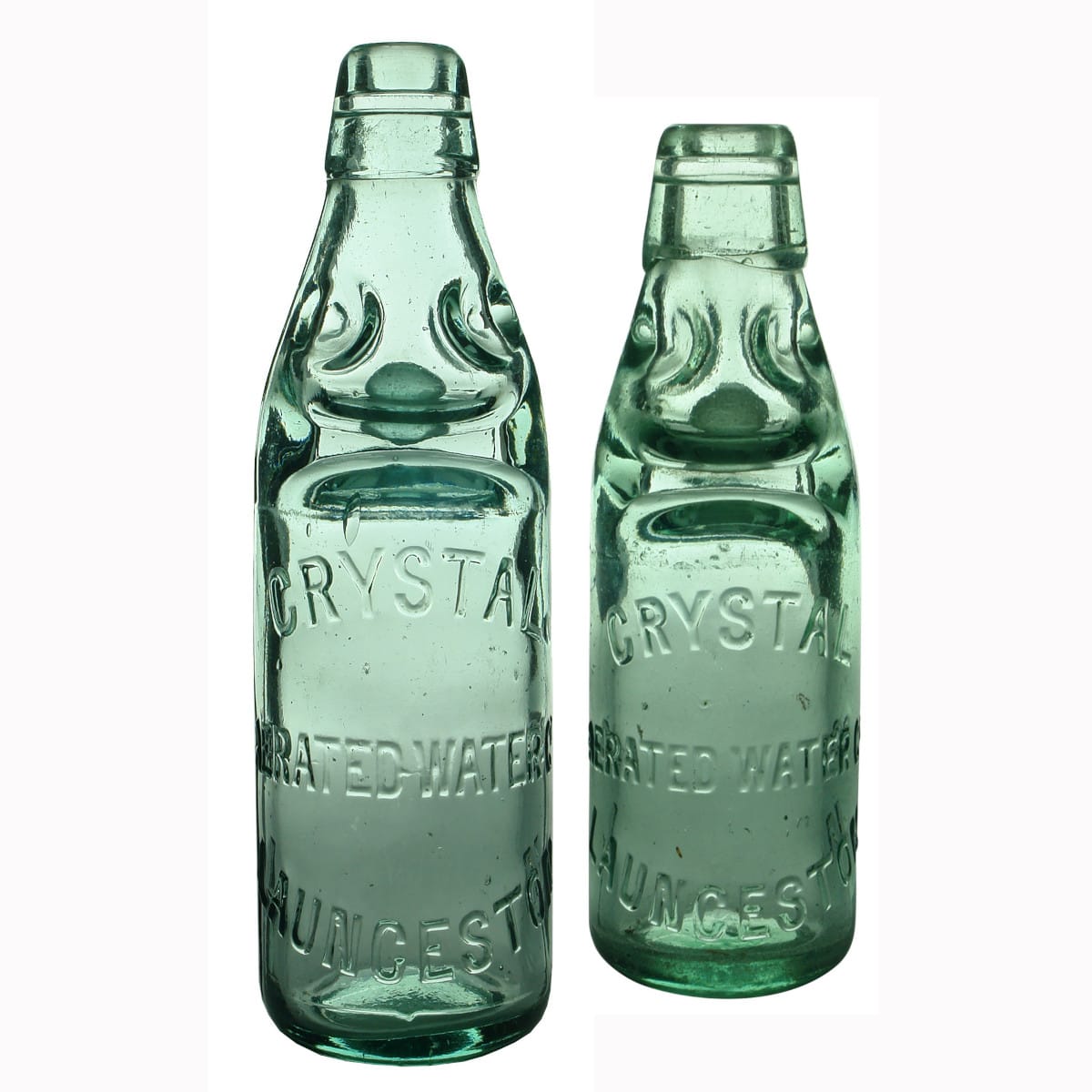 Pair of Codds. Crystal Aerated Water Co., Launceston. 10 oz & 6 oz.