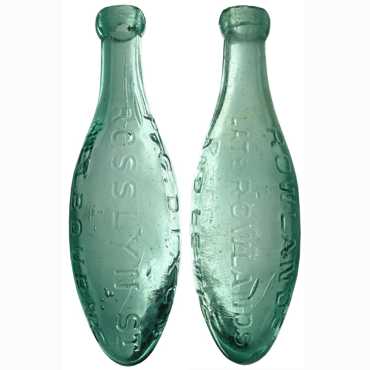 Pair of Torpedo bottles. P. G. Dixon, Melbourne, and Rowlands, Ballarat and Melbourne.
