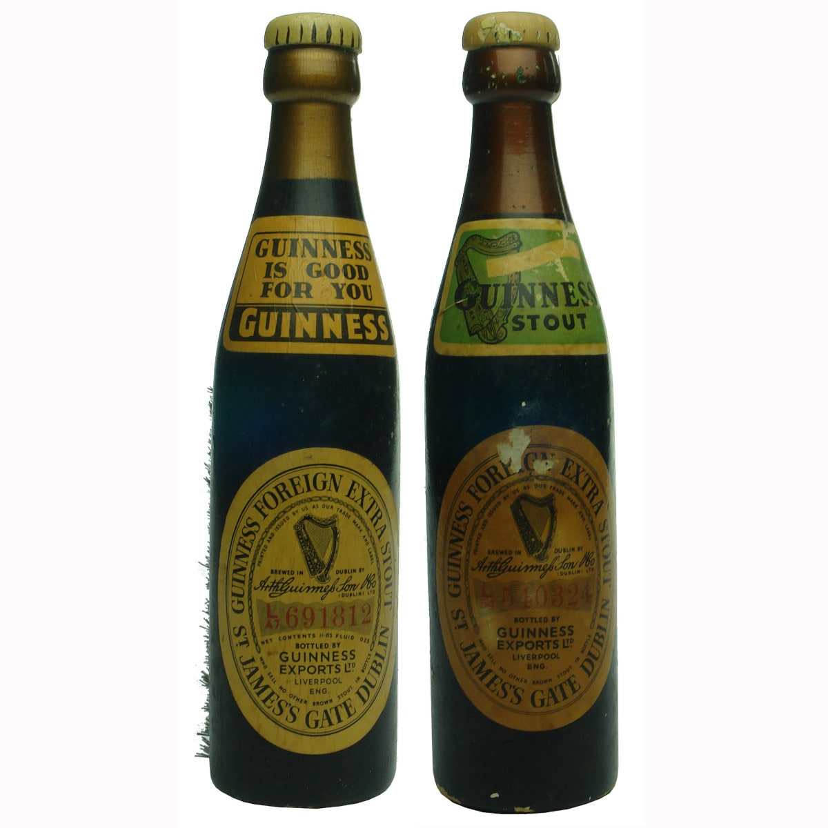 Pair of Brushes with different beer advertising for Guinness Extra Stout.