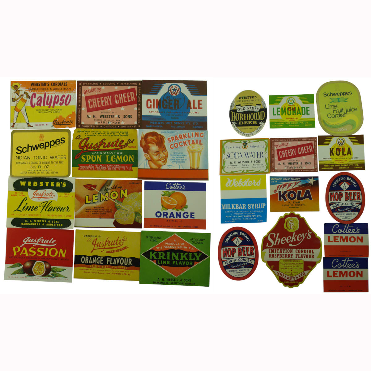 25 Soft Drink Labels mostly New South Wales.