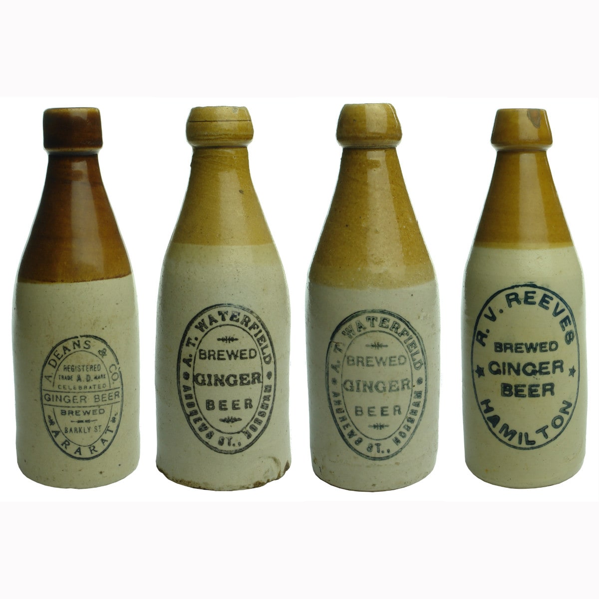 Four Western Victorian Ginger Beers: Deans, Waterfield x 2 & Reeves