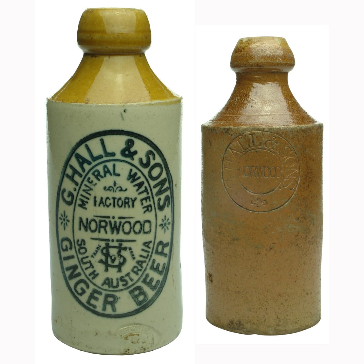Pair of Hall, Norwood Ginger Beers.