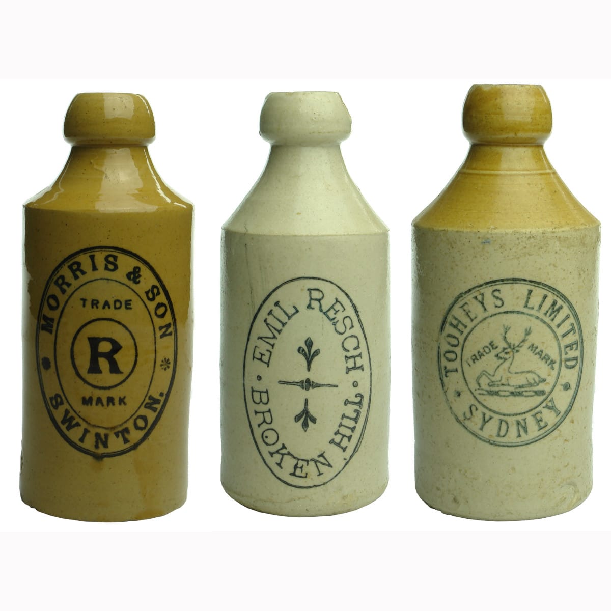 Three Ginger Beers: Morris, Swinton; Resch, Broken Hill & Tooheys, Sydney.