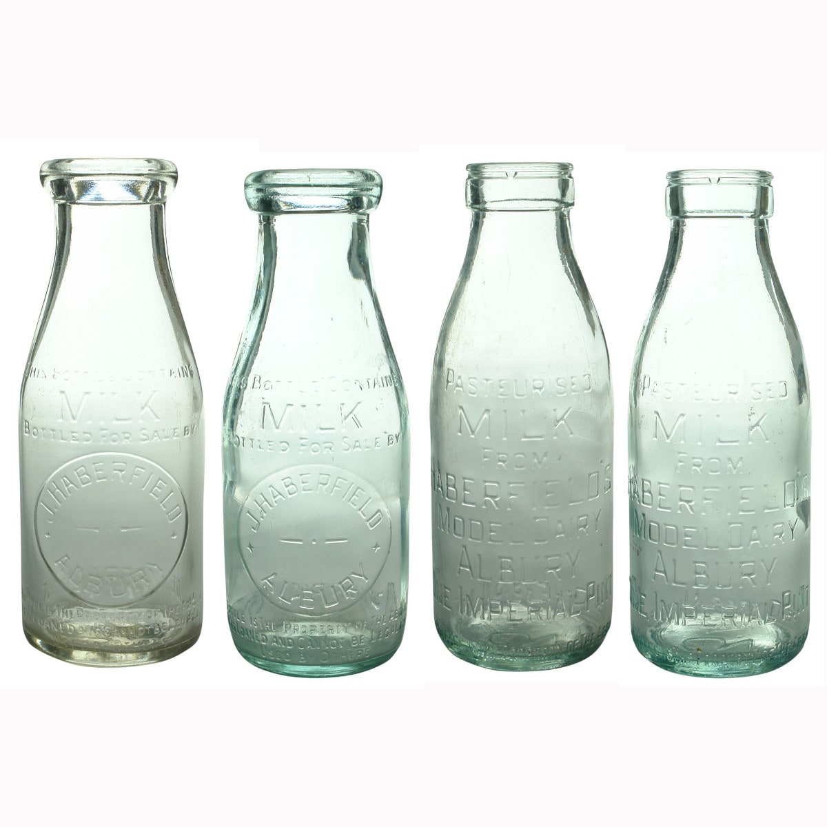 Four Haberfield's Pint Milk Bottles from Albury.