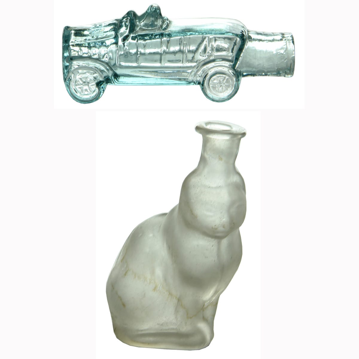 Pair of Figural Perfumes: Mirabel, Car Figural and Figural Cat.