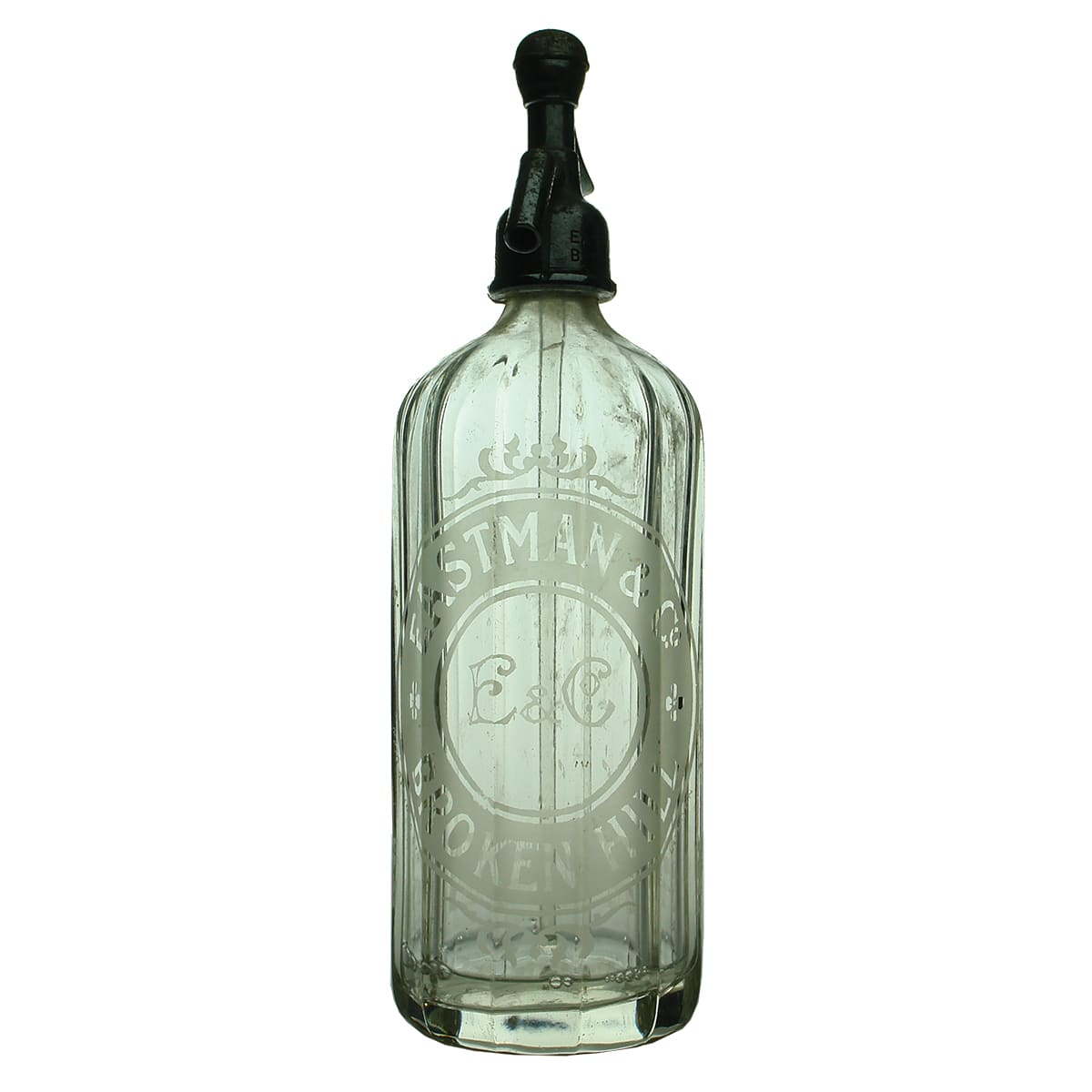 Soda Syphon.  Eastman & Co, Broken Hill.  Fluted.  Clear.