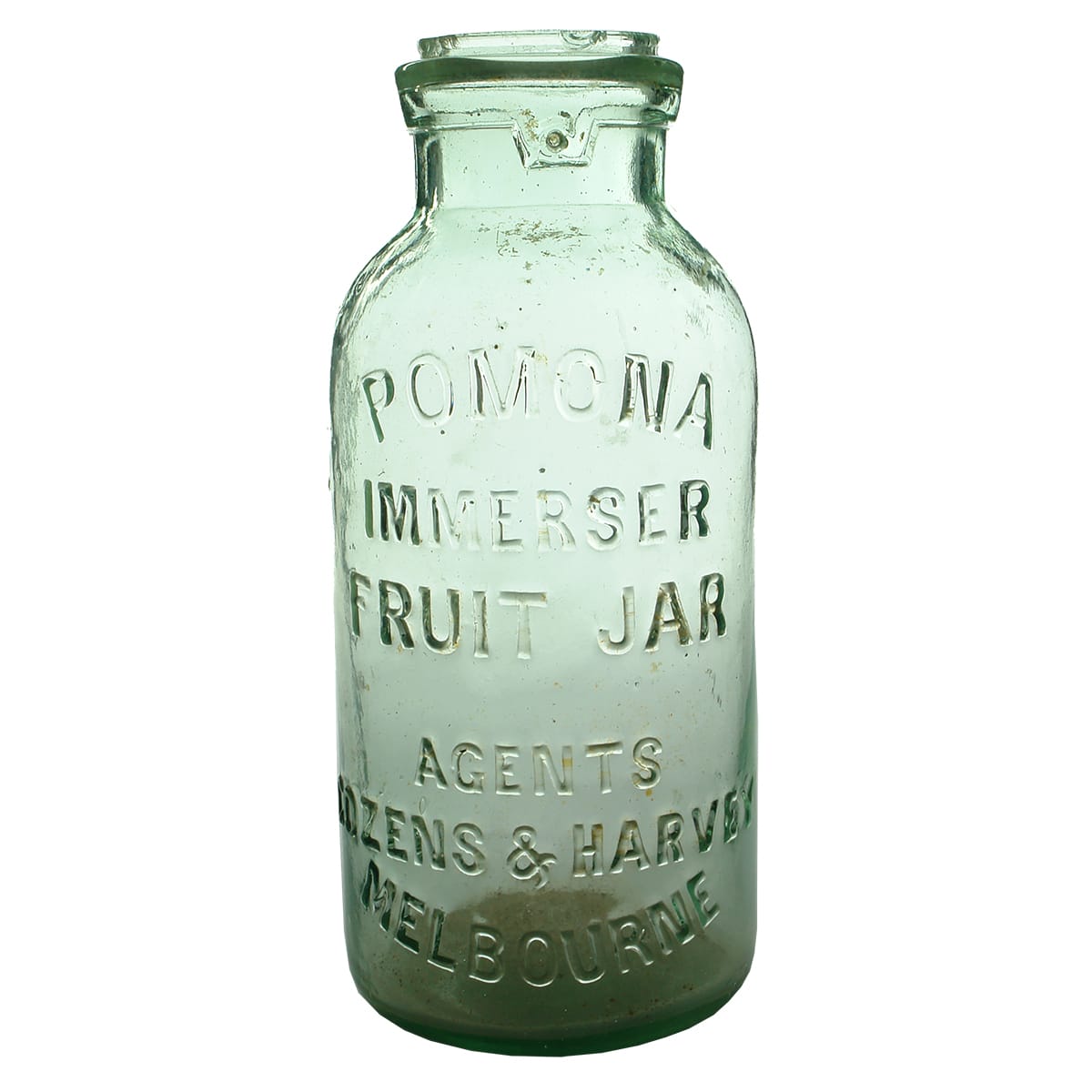 Fruit Jar. Cozens & Harvey Melbourne Pomona Immerser. Half Gallon.