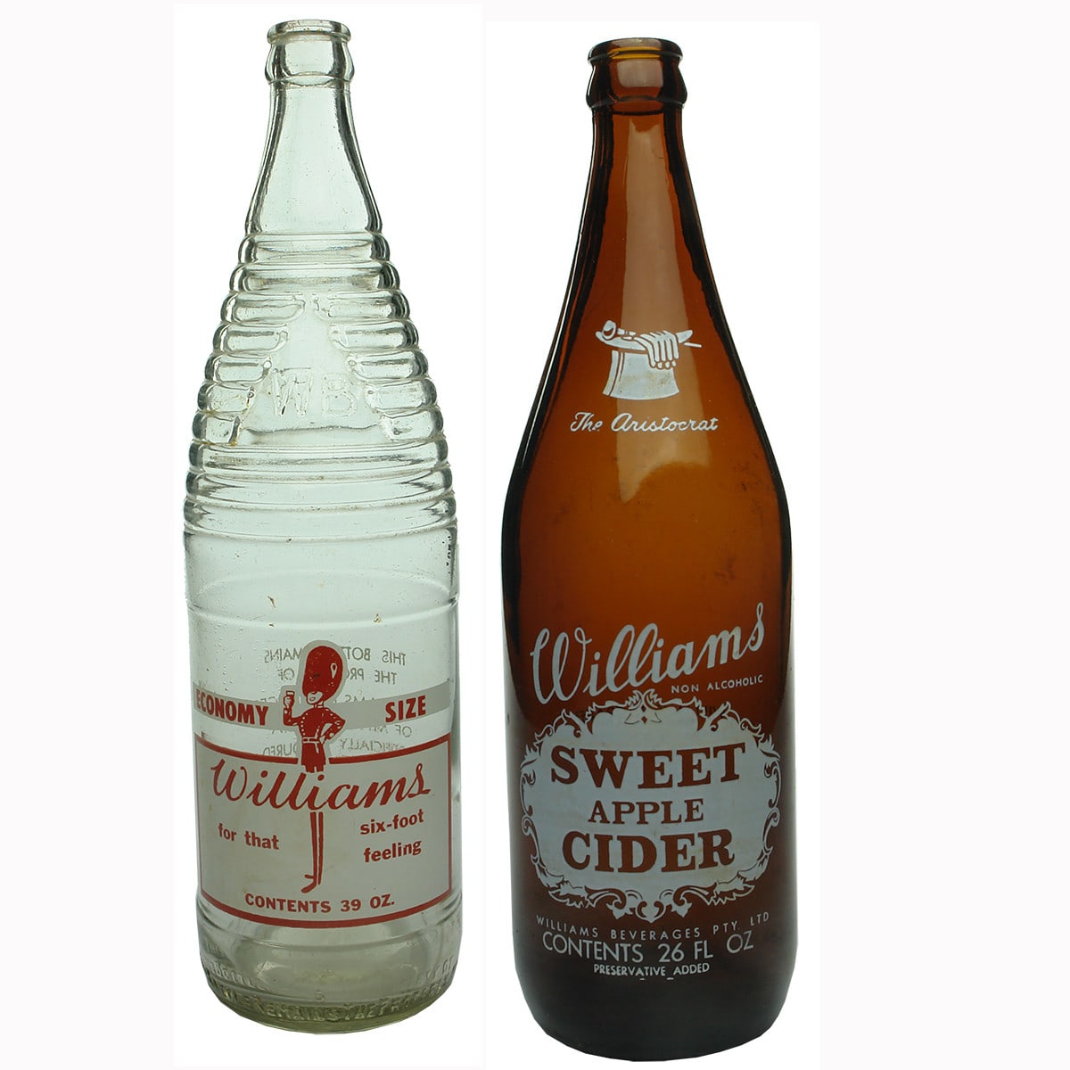 Pair of Ceramic Label Bottles from Williams Beverages, Mitcham