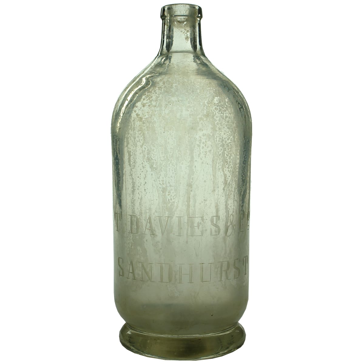 Soda Syphon. T. Davies & Co, Sandhurst. Wheel Cut. Clear. Round.