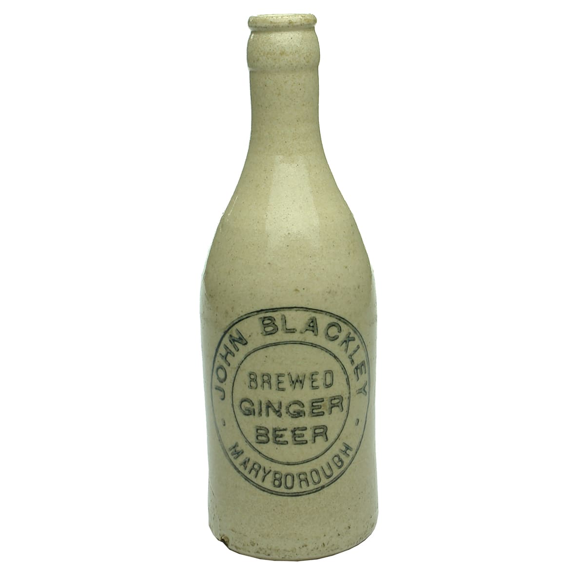 Ginger Beer. John Blackley, Maryborough. Crown seal. Champagne. All white.