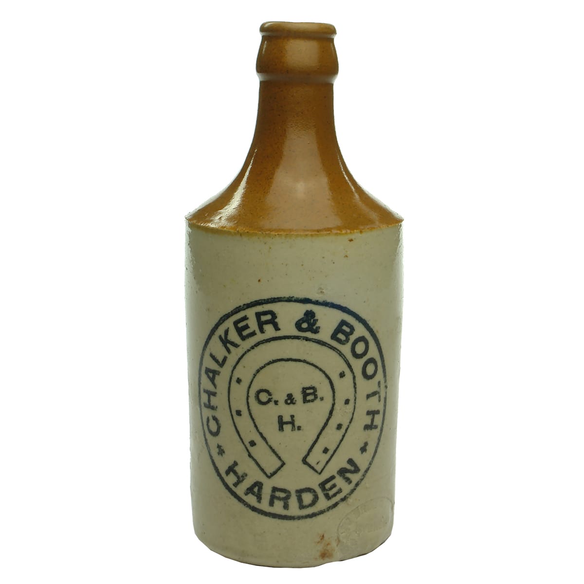 Ginger Beer. Chalker & Booth, Harden.  Crown seal.  Dump.  Tan top.