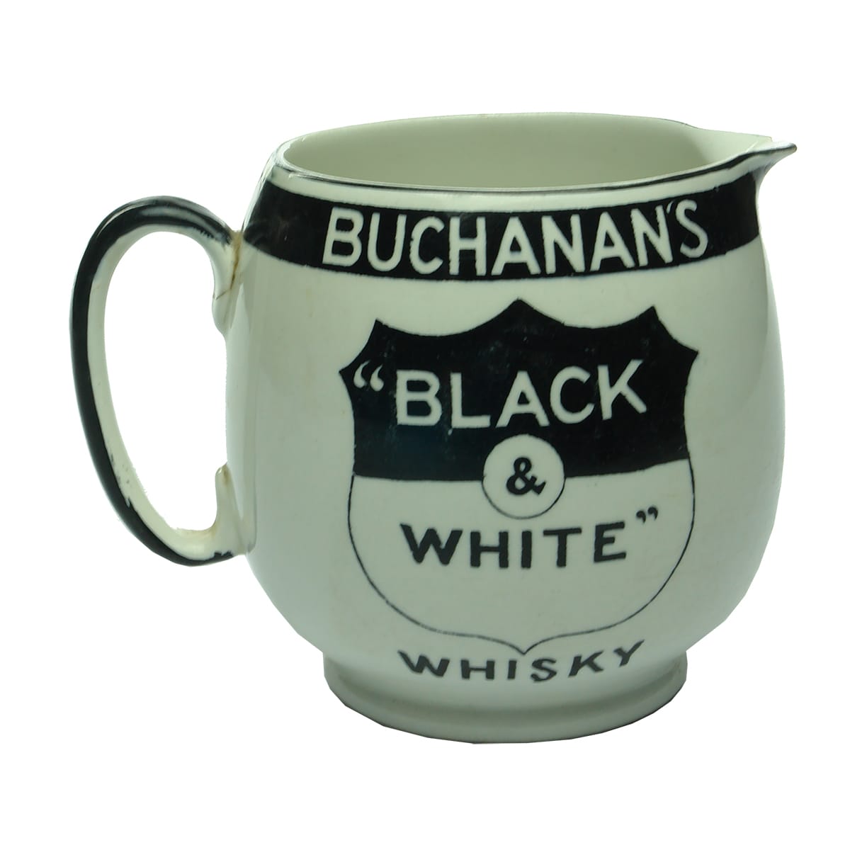 Whisky Water Jug. Buchanan's, Black & White Whisky.