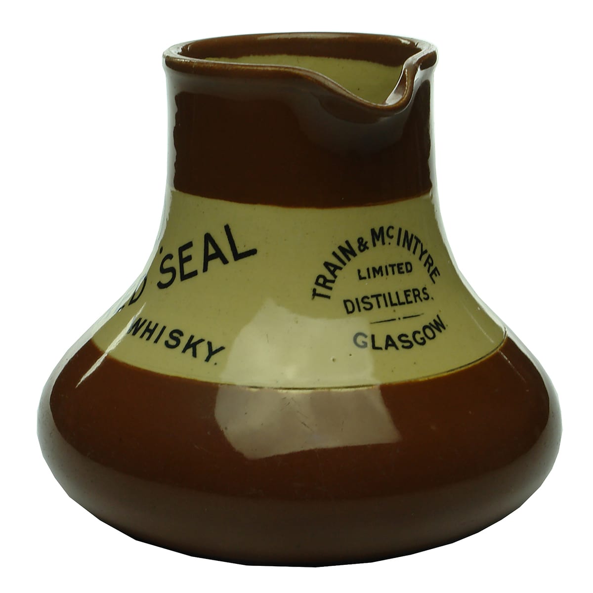 Whisky Water Jug. Train & McIntyre Red Seal Whisky Glasgow.