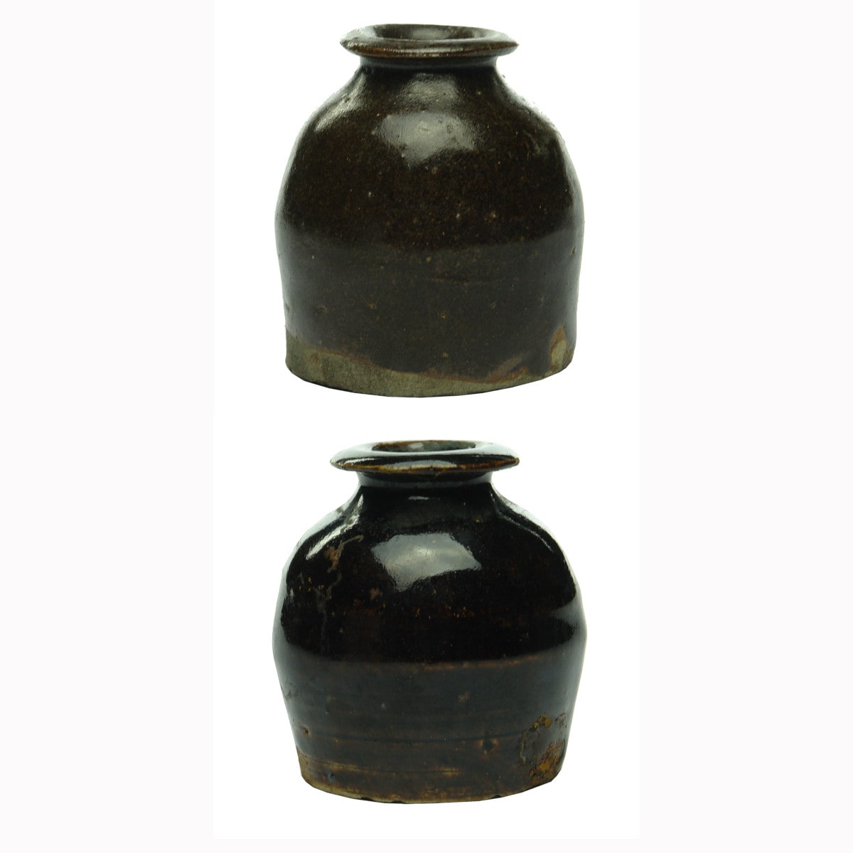 Pair of tan Glazed Chinese jars