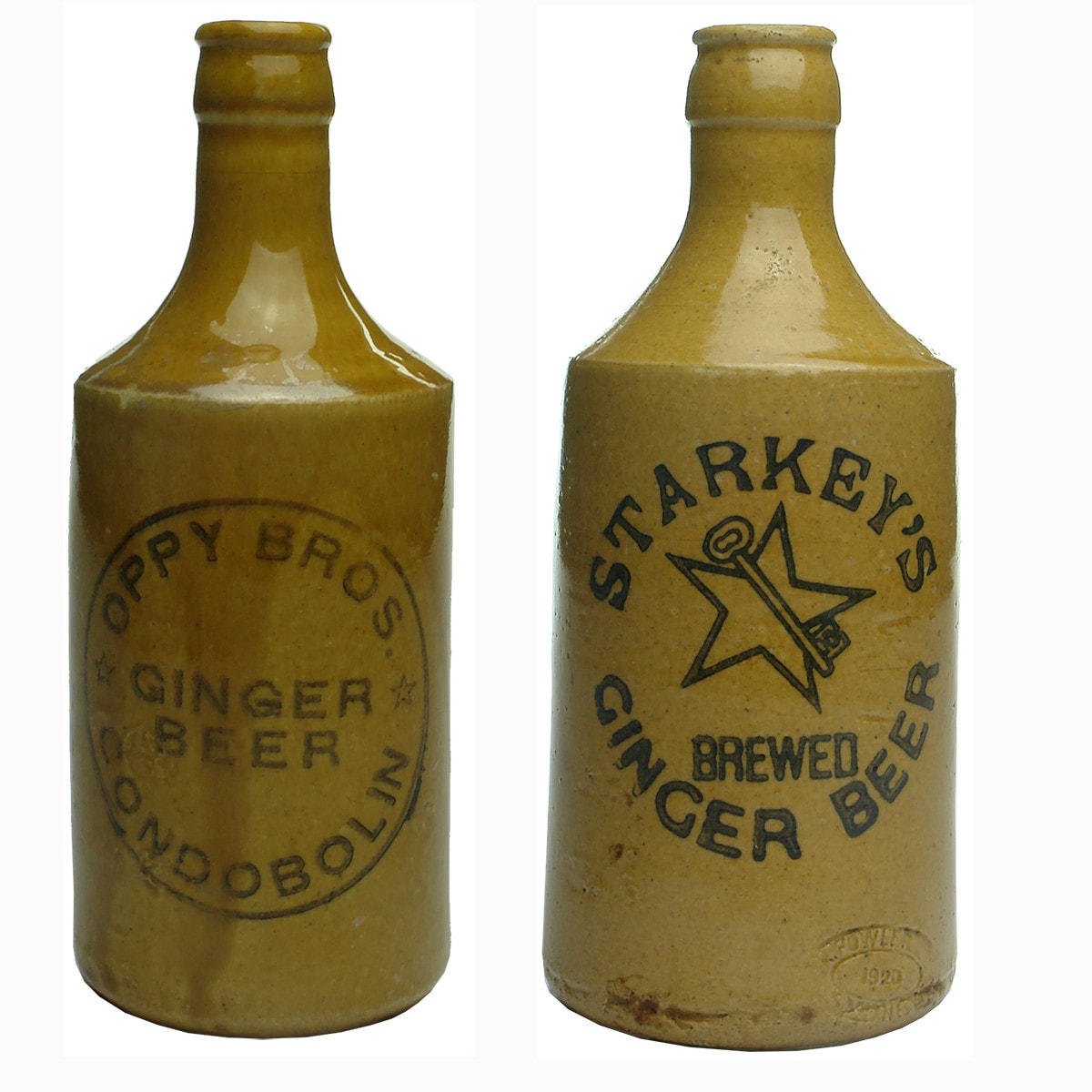 Pair of Ginger Beers: Oppy Bros., Condobolin and Starkey's Sydney.