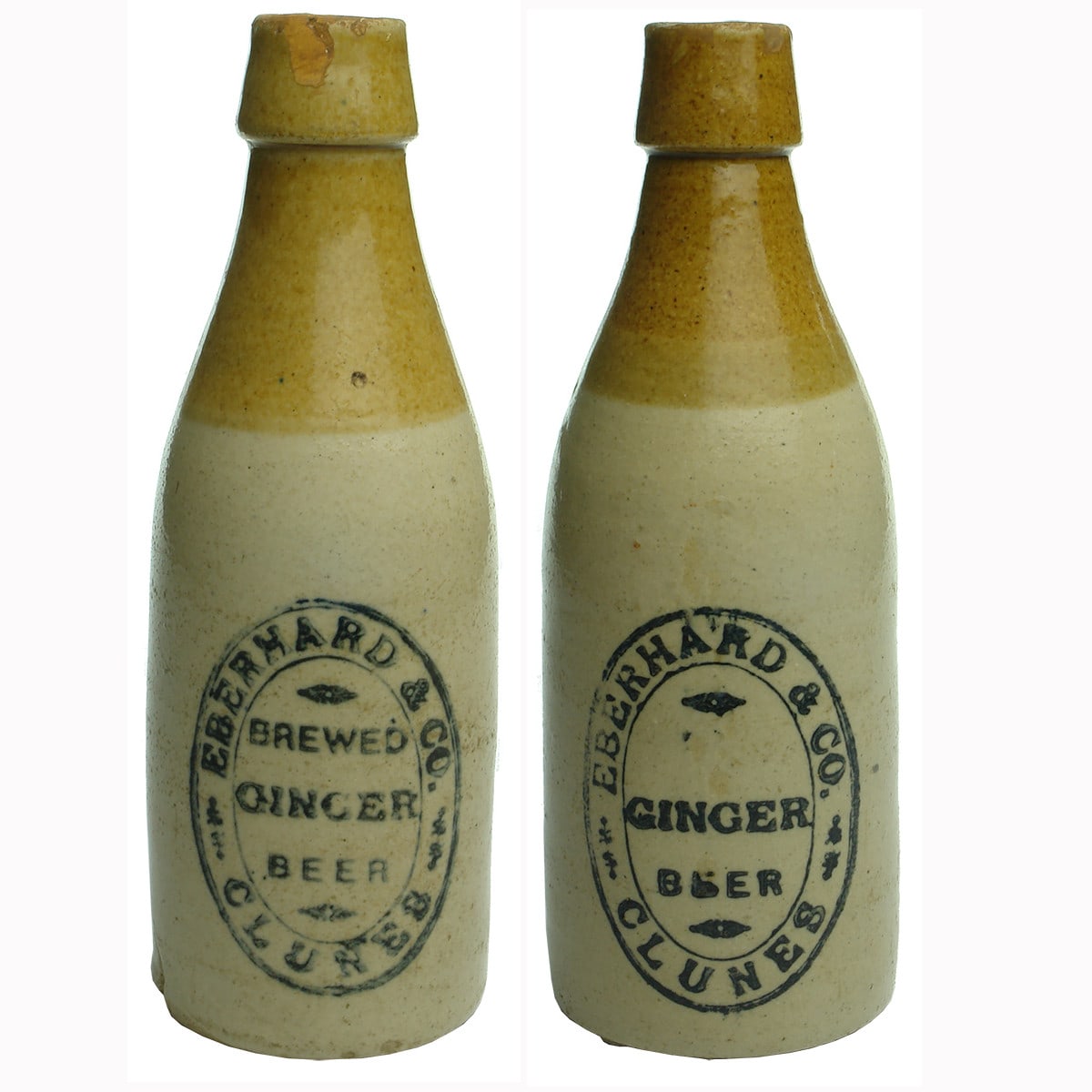 Pair of Eberhard, Clunes ginger beers.