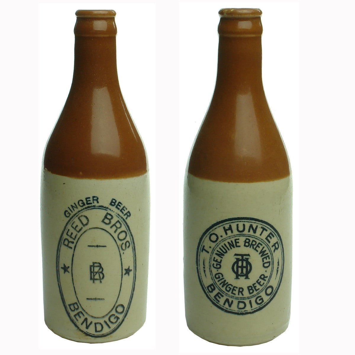 Pair of Bendigo Crown Seal Ginger Beers: Reed Bros and T. O. Hunter.