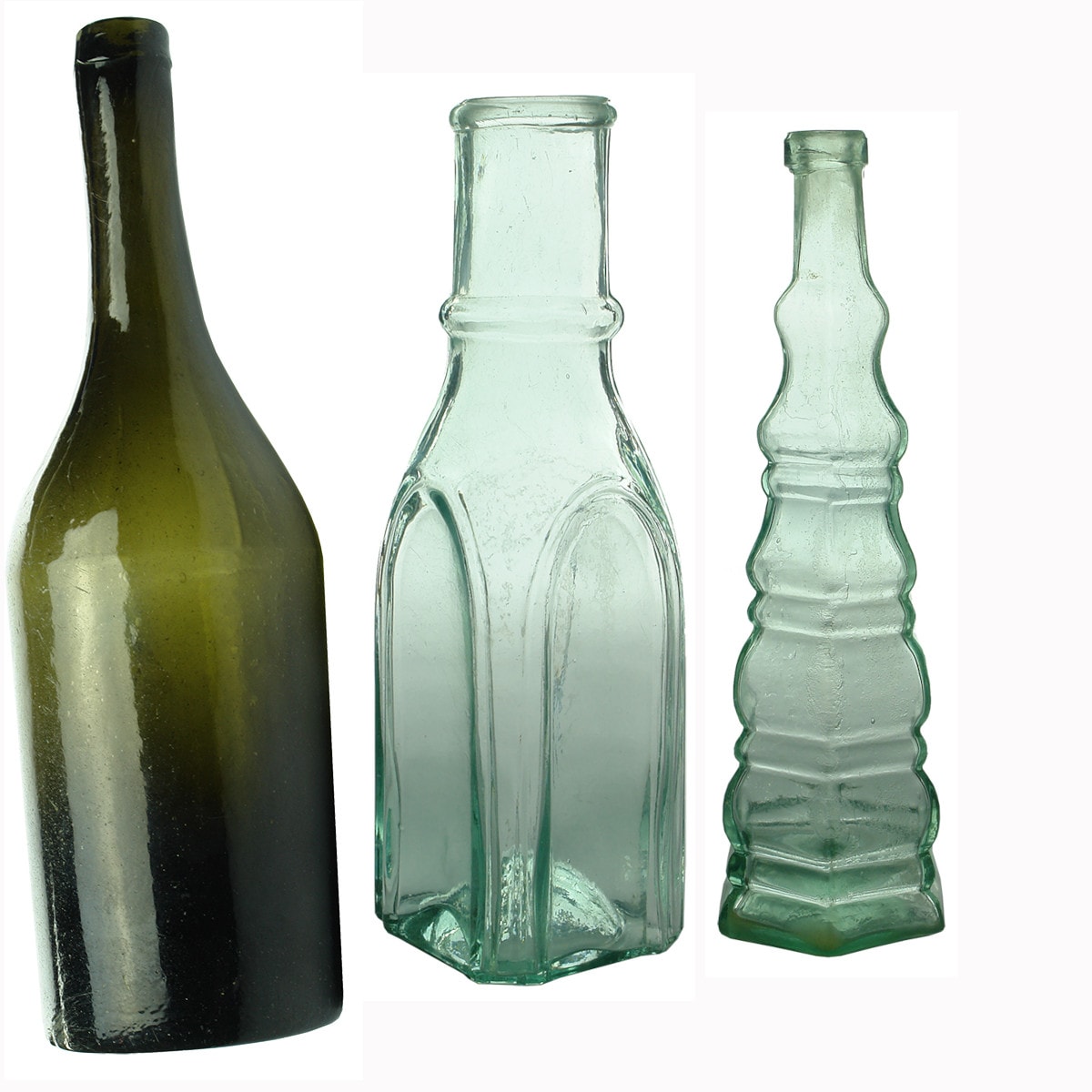 Three Goldfields era bottles: Cod Liver Oil; Pickle; Salad Oil.